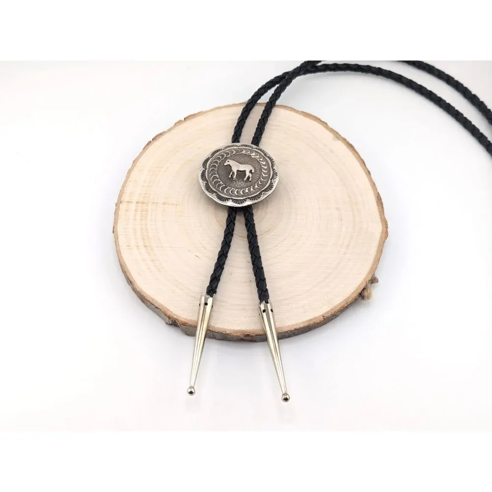 Bolo Tie‎ for Men, Sterling Silver, Horse Design Handmade***